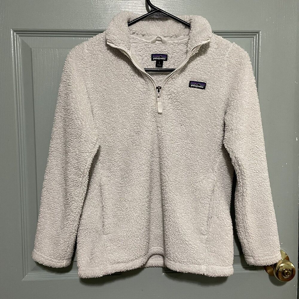 Patagonia Los Gatos 1/4 Zip Size Large L Youth 12 White Fleece Jacket Pullover